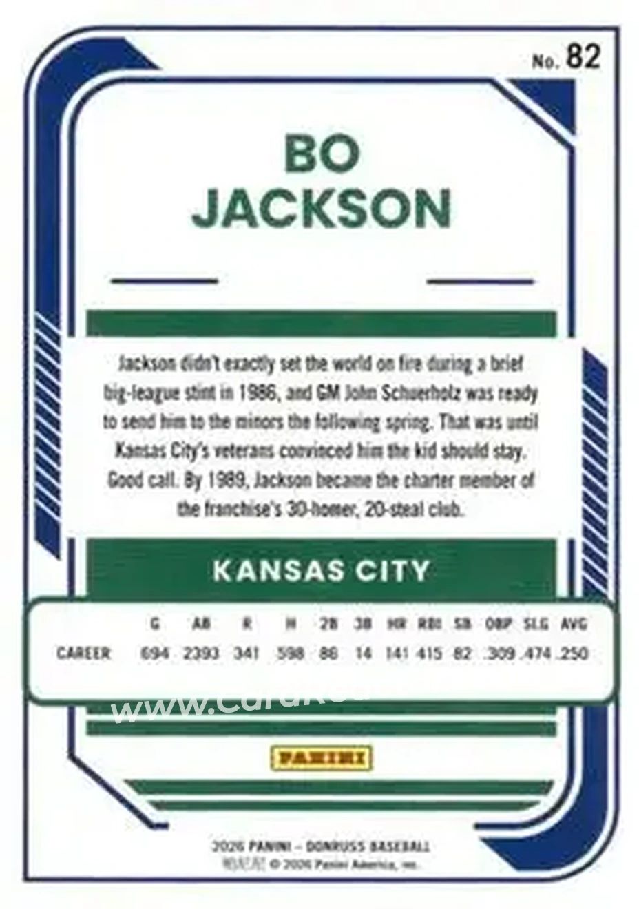 Back of Bo Jackson