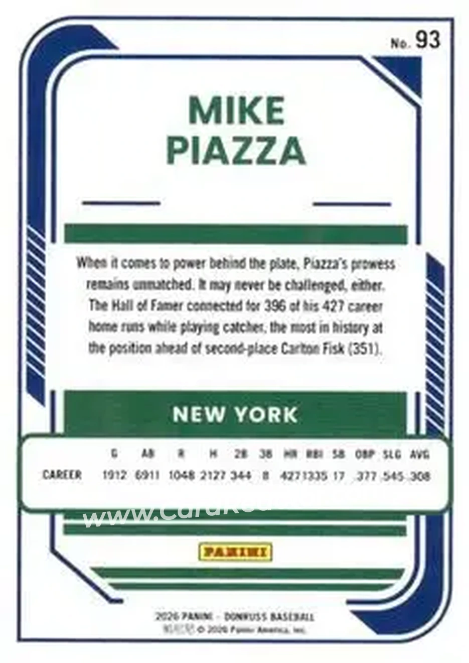 Back of Mike Piazza