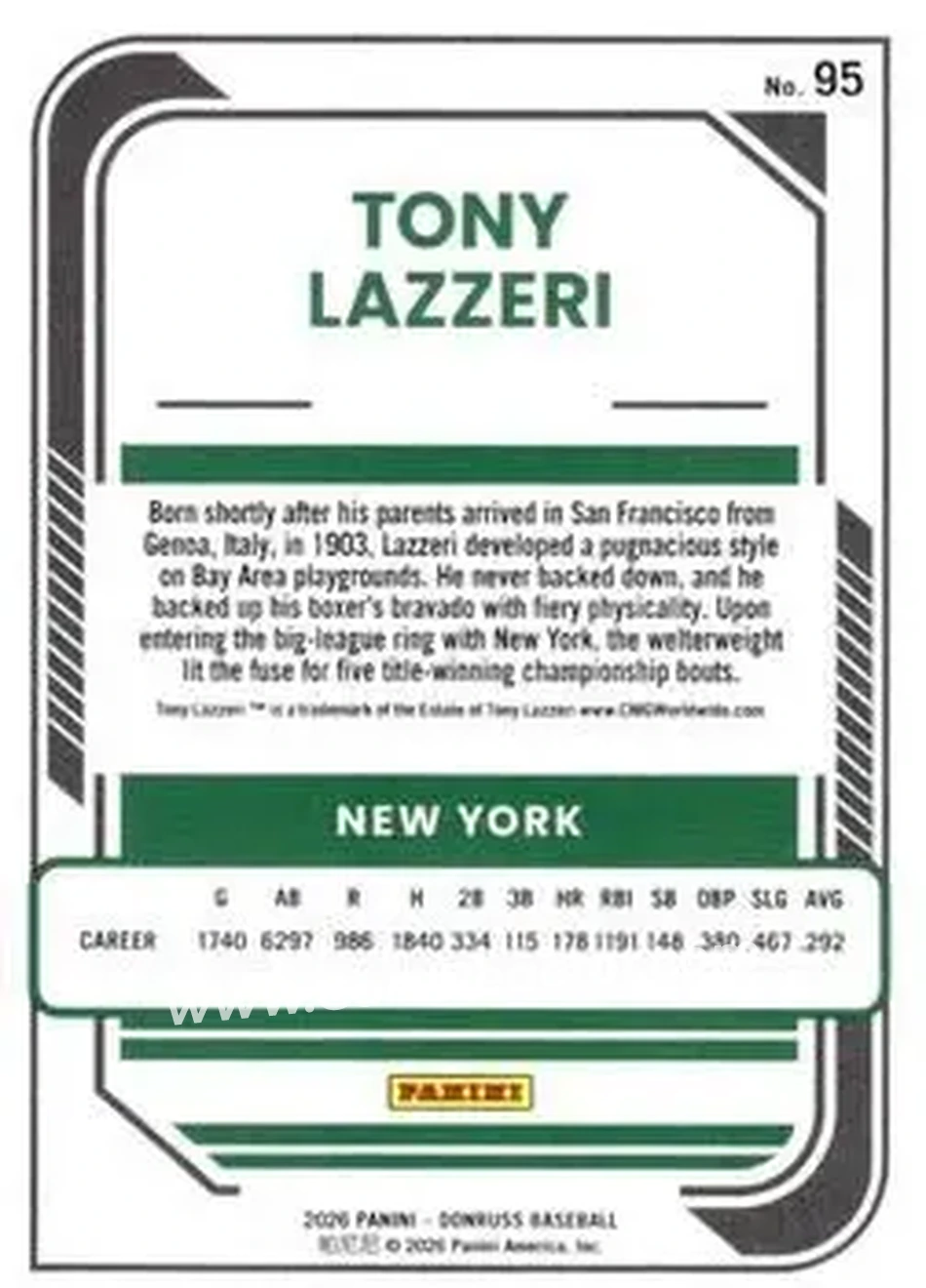 Back of Tony Lazzeri