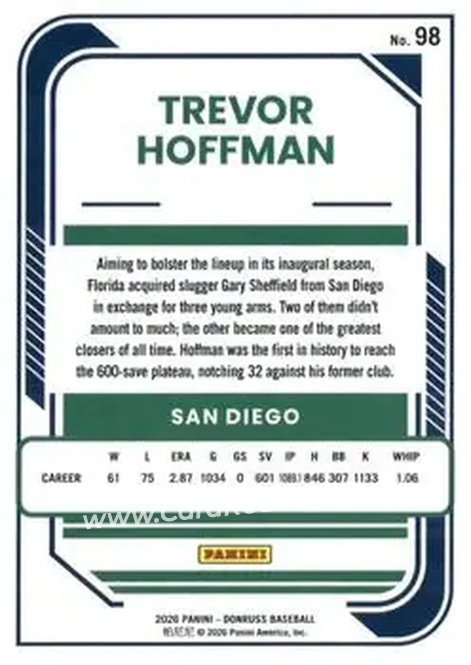 Back of Trevor Hoffman