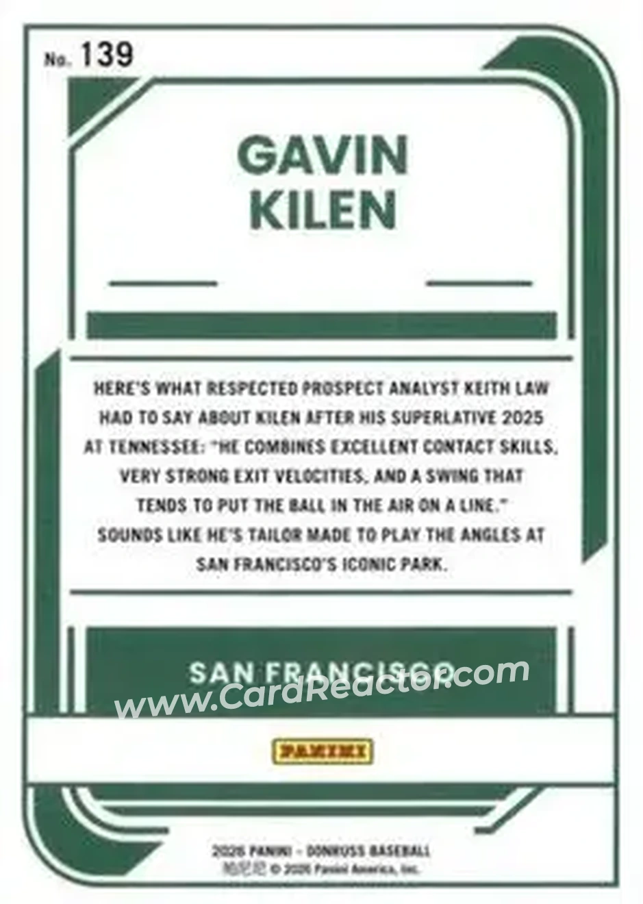 Back of Gavin Kilen