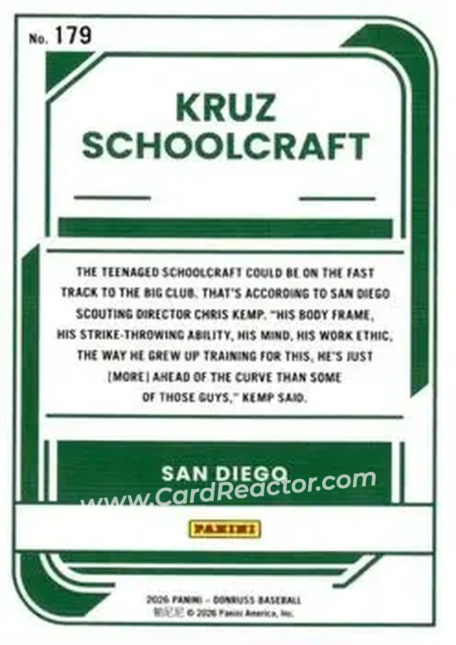 Back of Kruz Schoolcraft