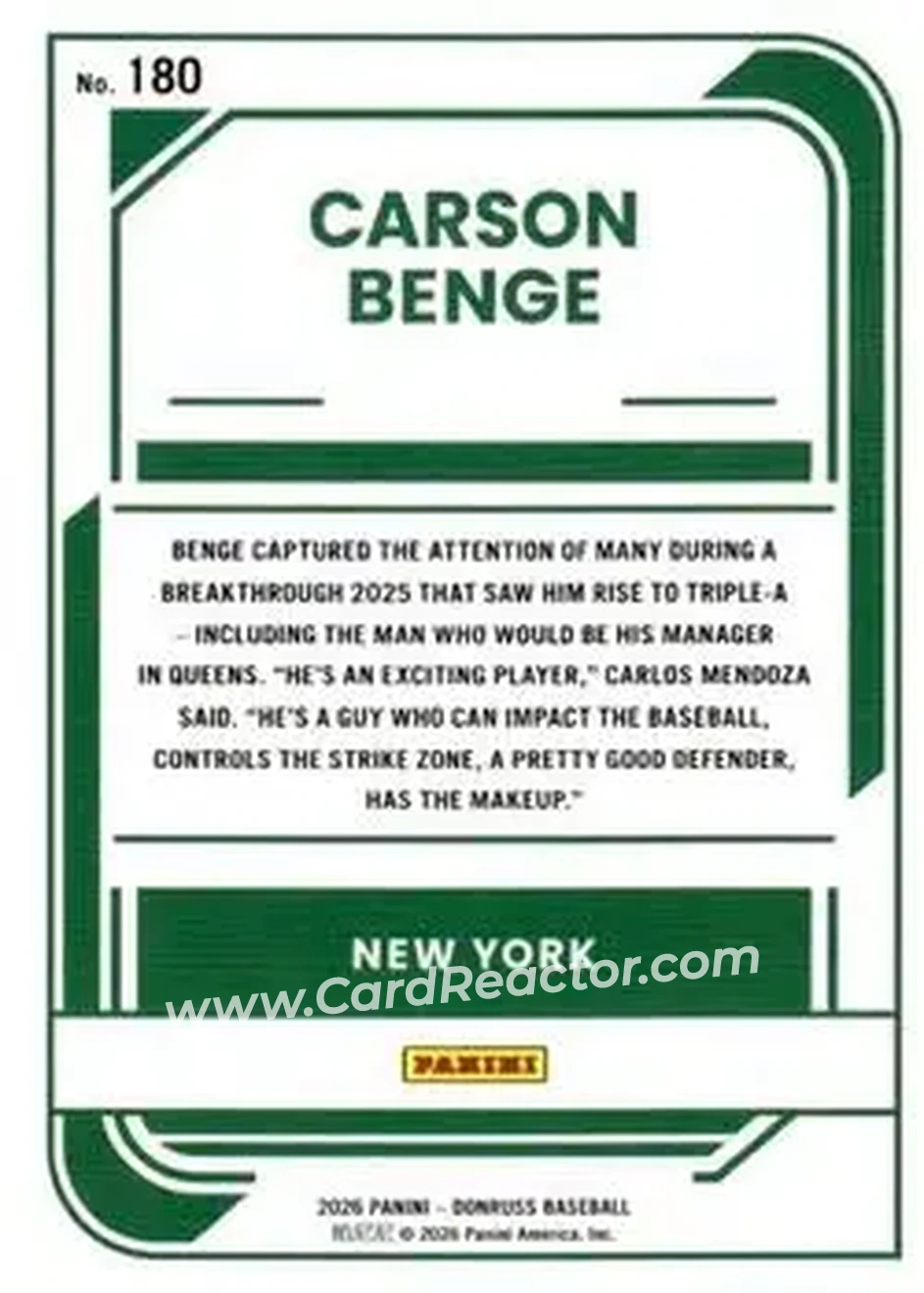 Back of Carson Benge