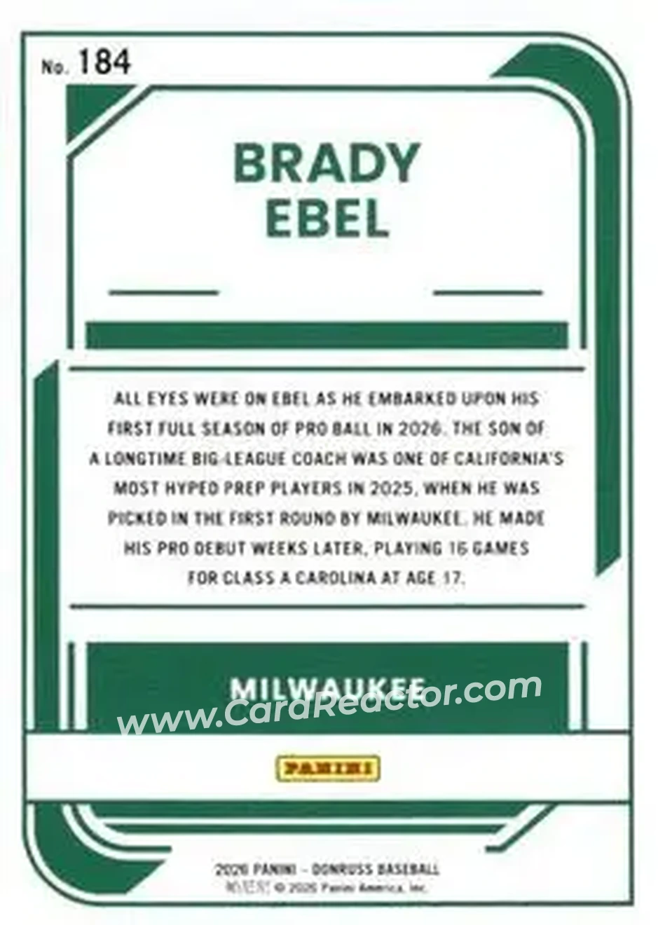 Back of Brady Ebel