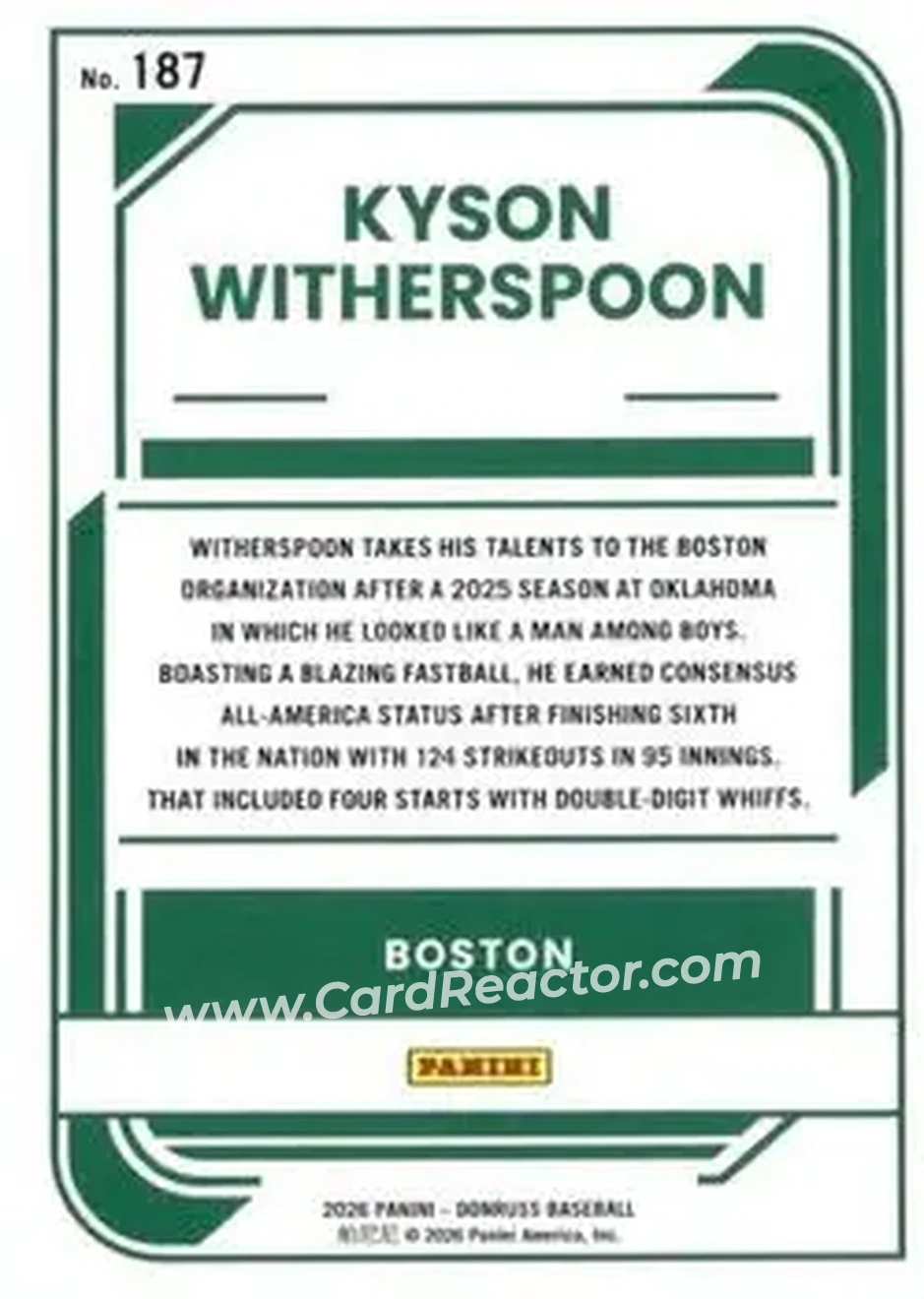 Back of Kyson Witherspoon