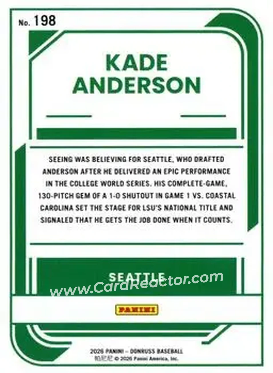 Back of Kade Anderson