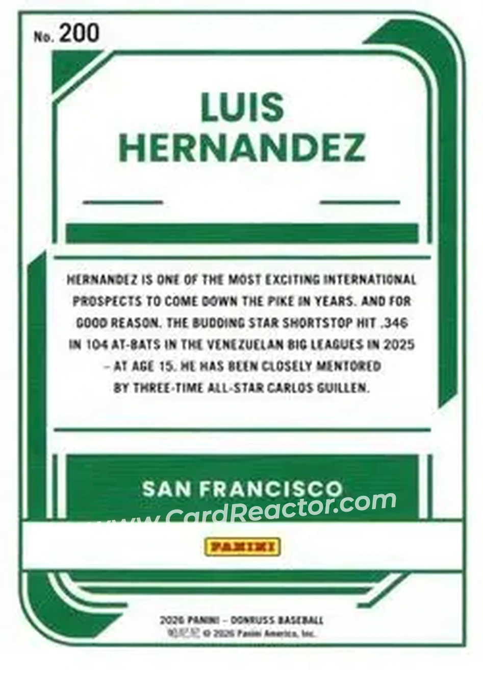Back of Luis Hernandez