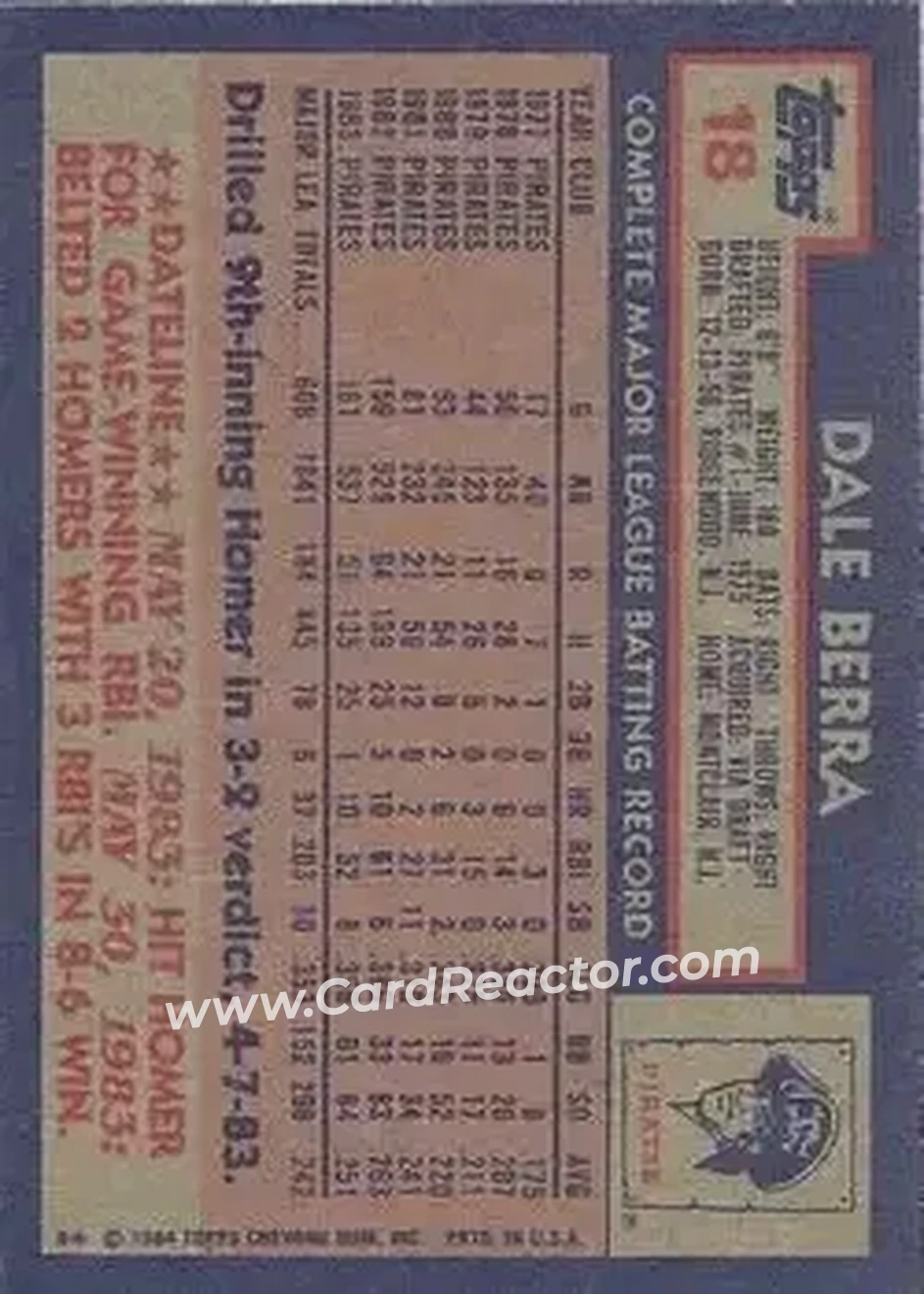 Back of Dale Berra