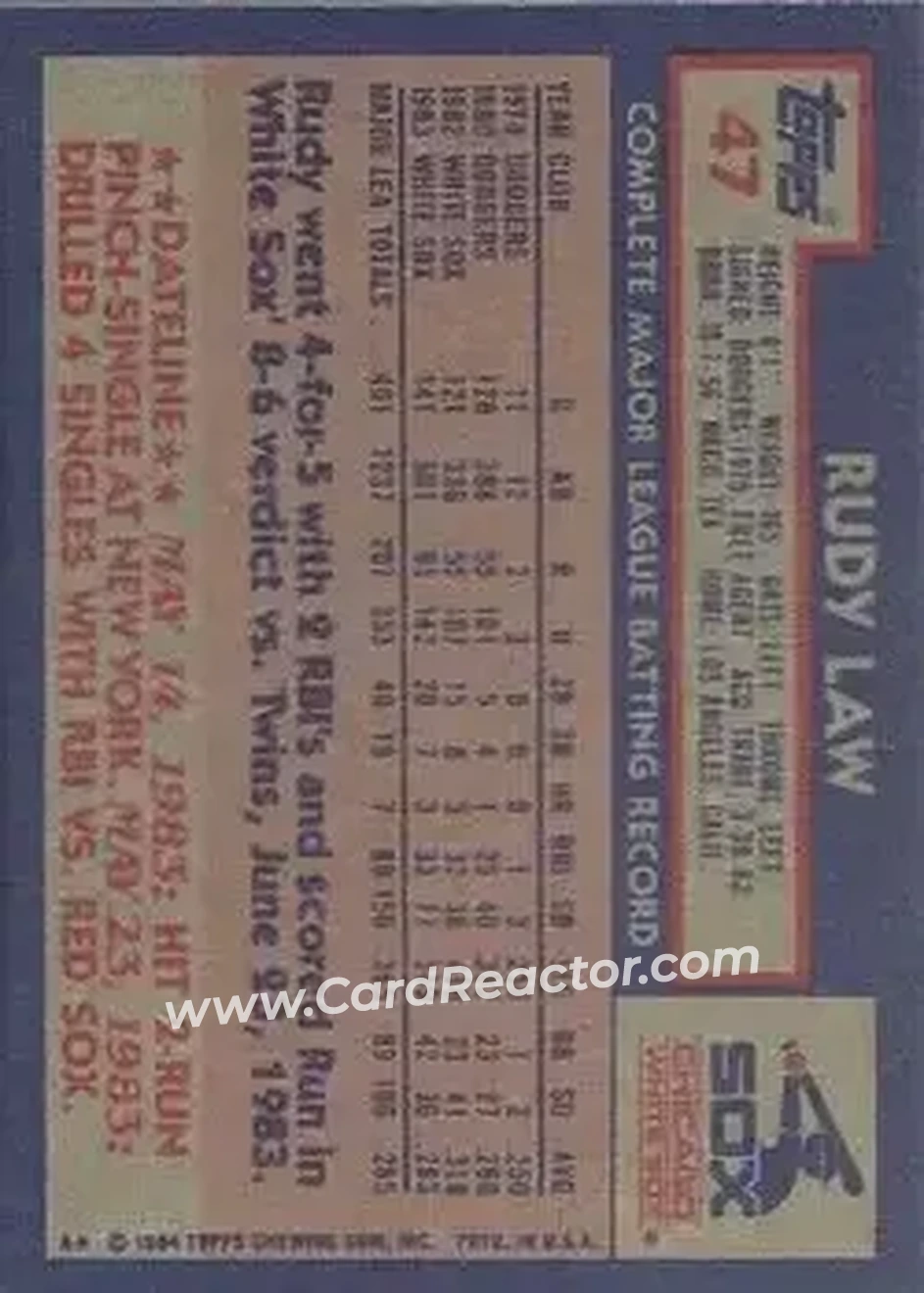 Back of Rudy Law