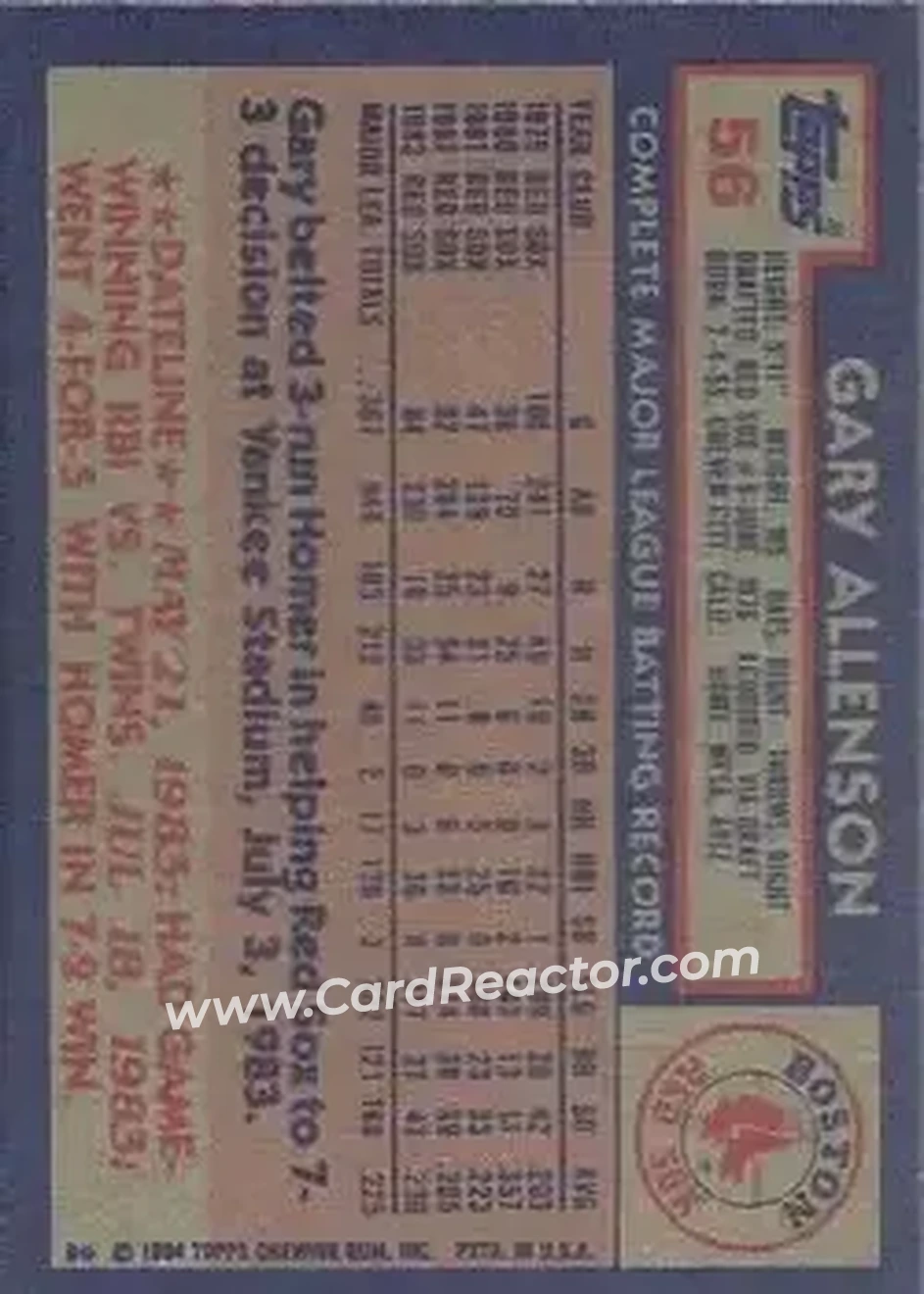 Back of Gary Allenson