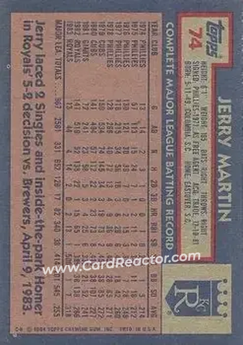 Back of Jerry Martin