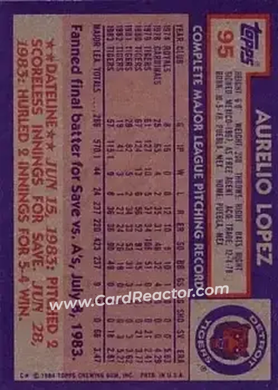 Back of Aurelio Lopez