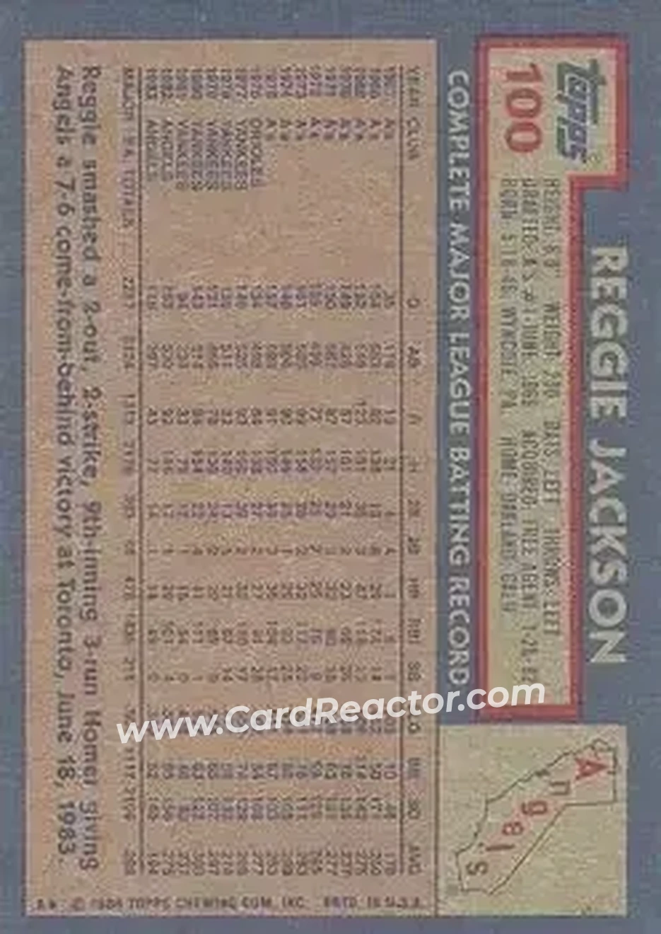 Back of Reggie Jackson (b.1946 OF)