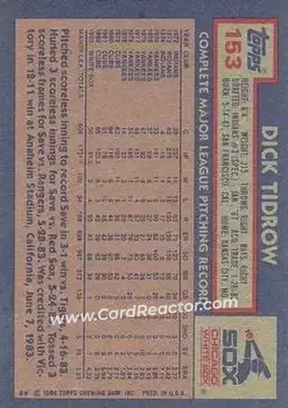 Back of Dick Tidrow