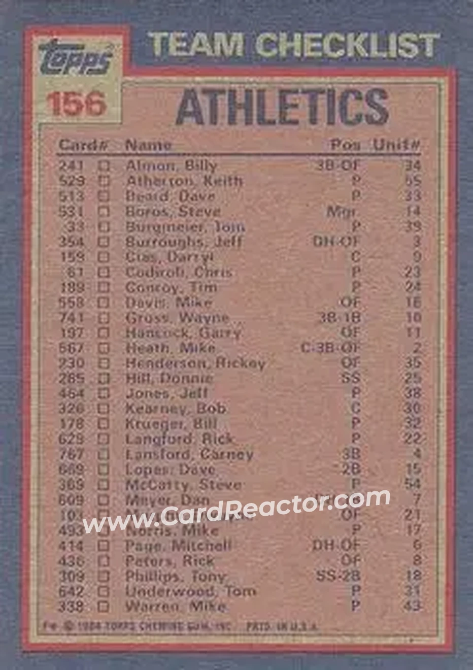 Back of Card #156
