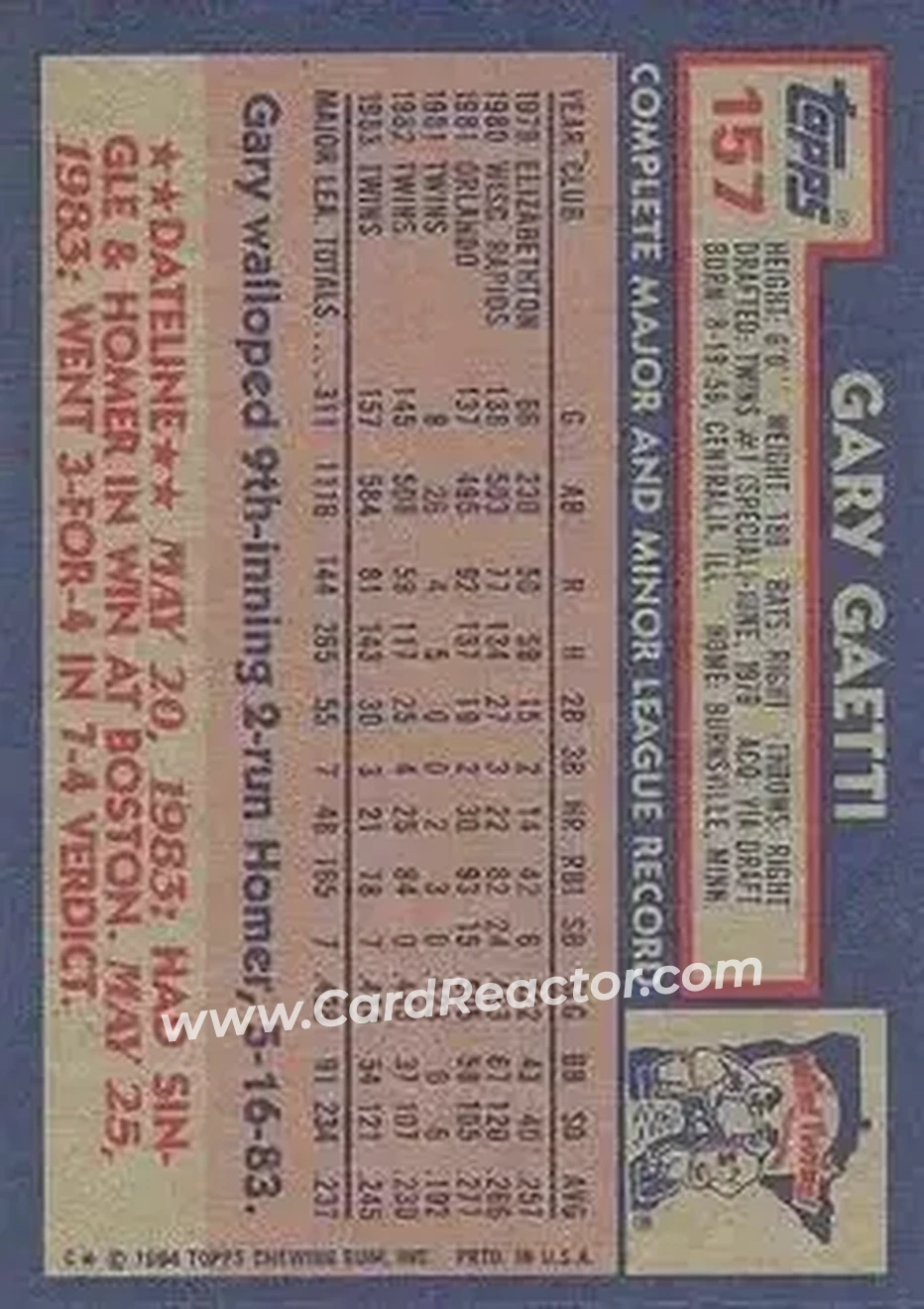 Back of Gary Gaetti