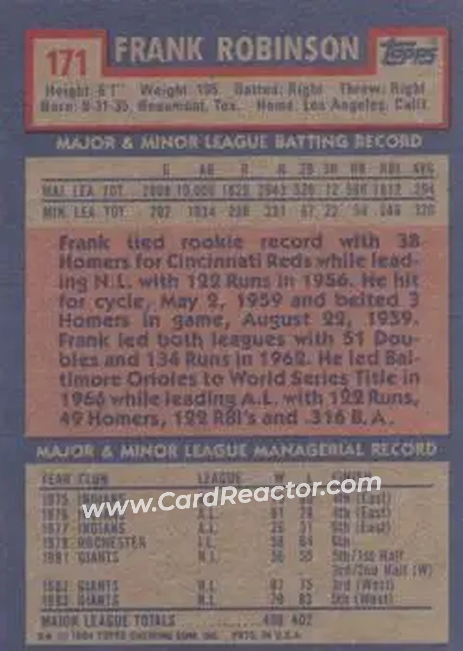 Back of Frank Robinson