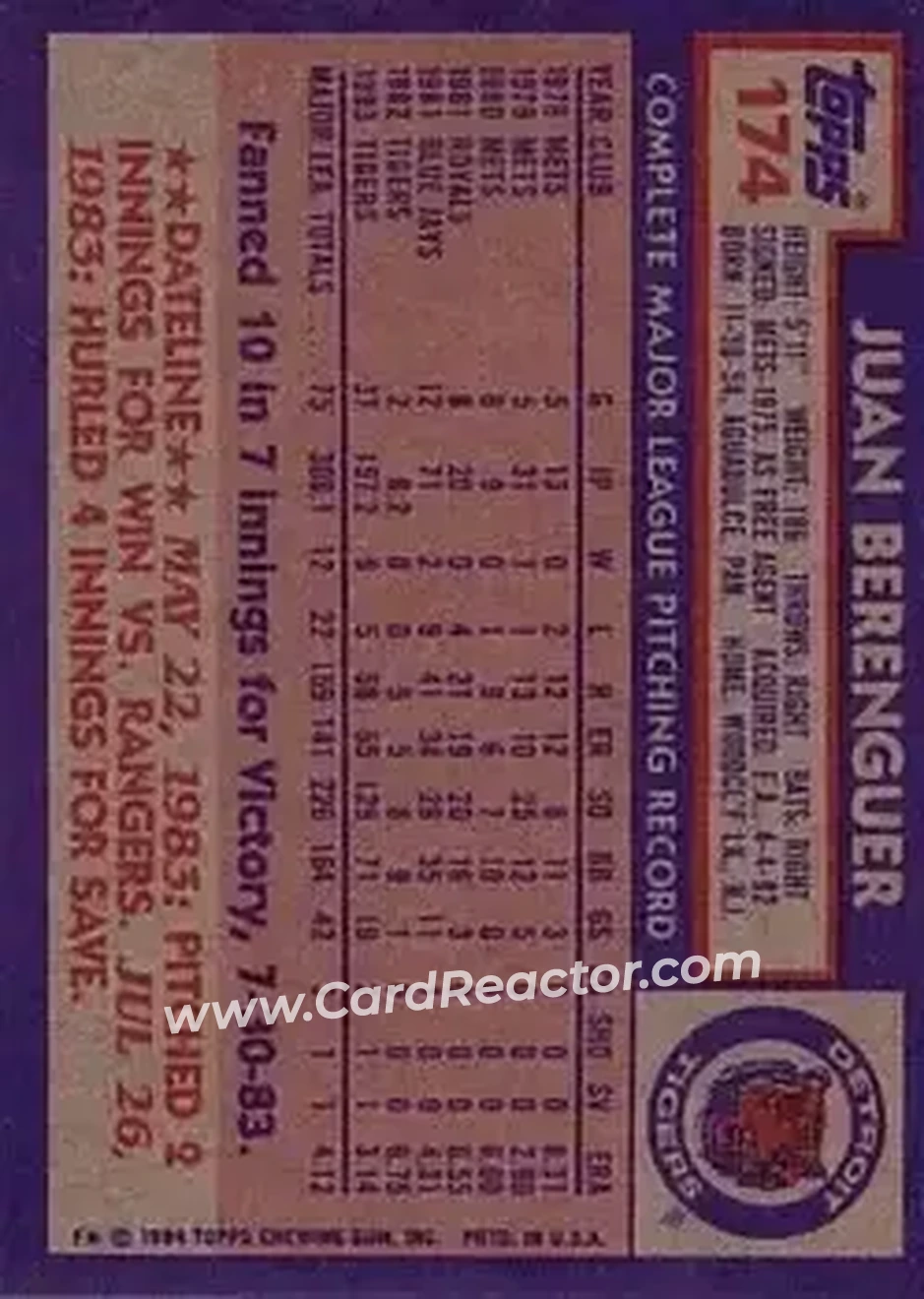 Back of Juan Berenguer