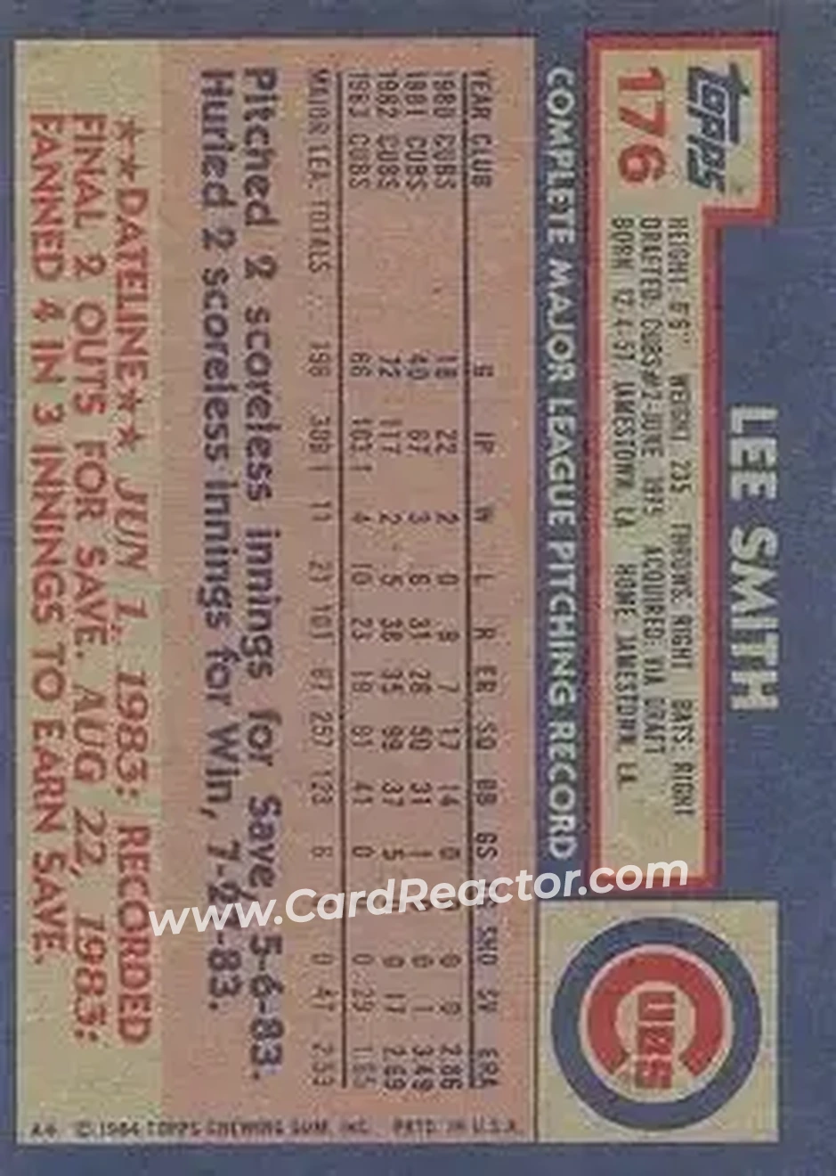 Back of Lee Smith