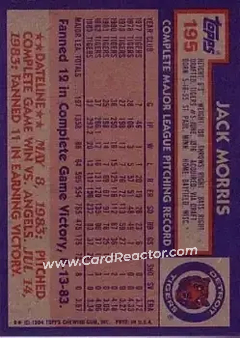 Back of Jack Morris