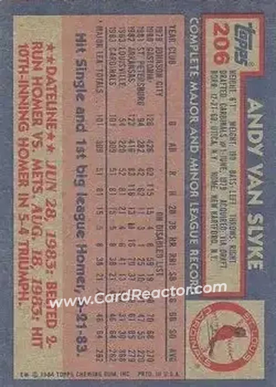 Back of Andy Van Slyke