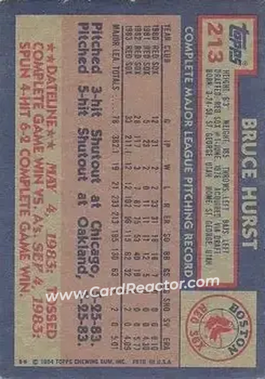 Back of Bruce Hurst