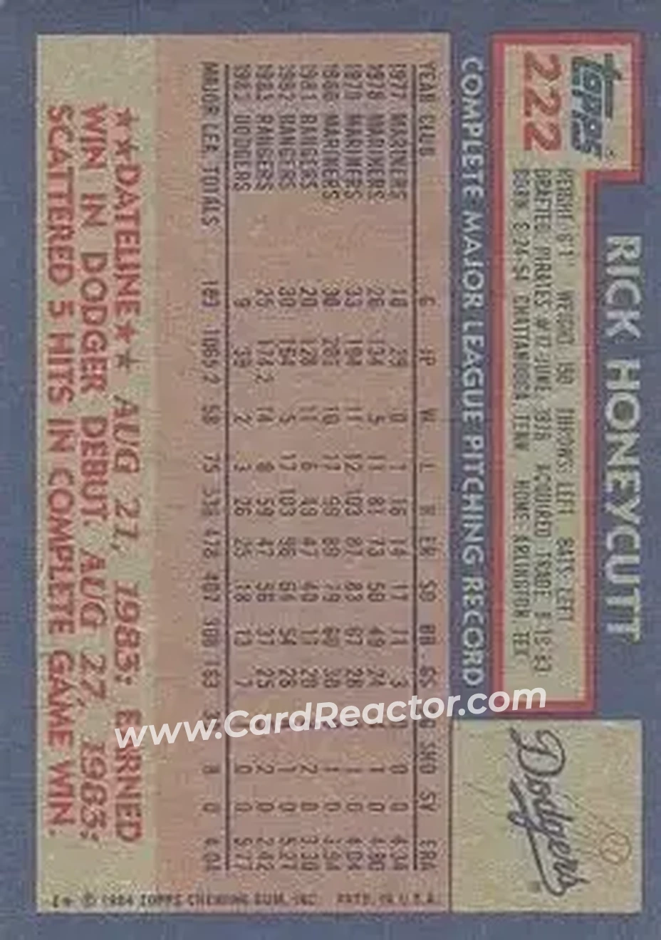 Back of Rick Honeycutt