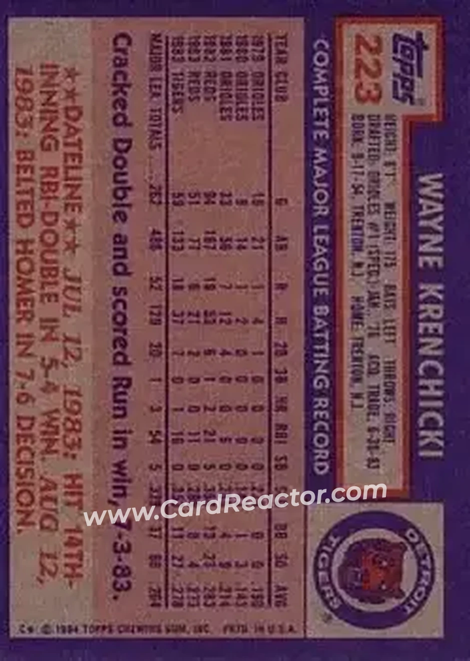 Back of Wayne Krenchicki
