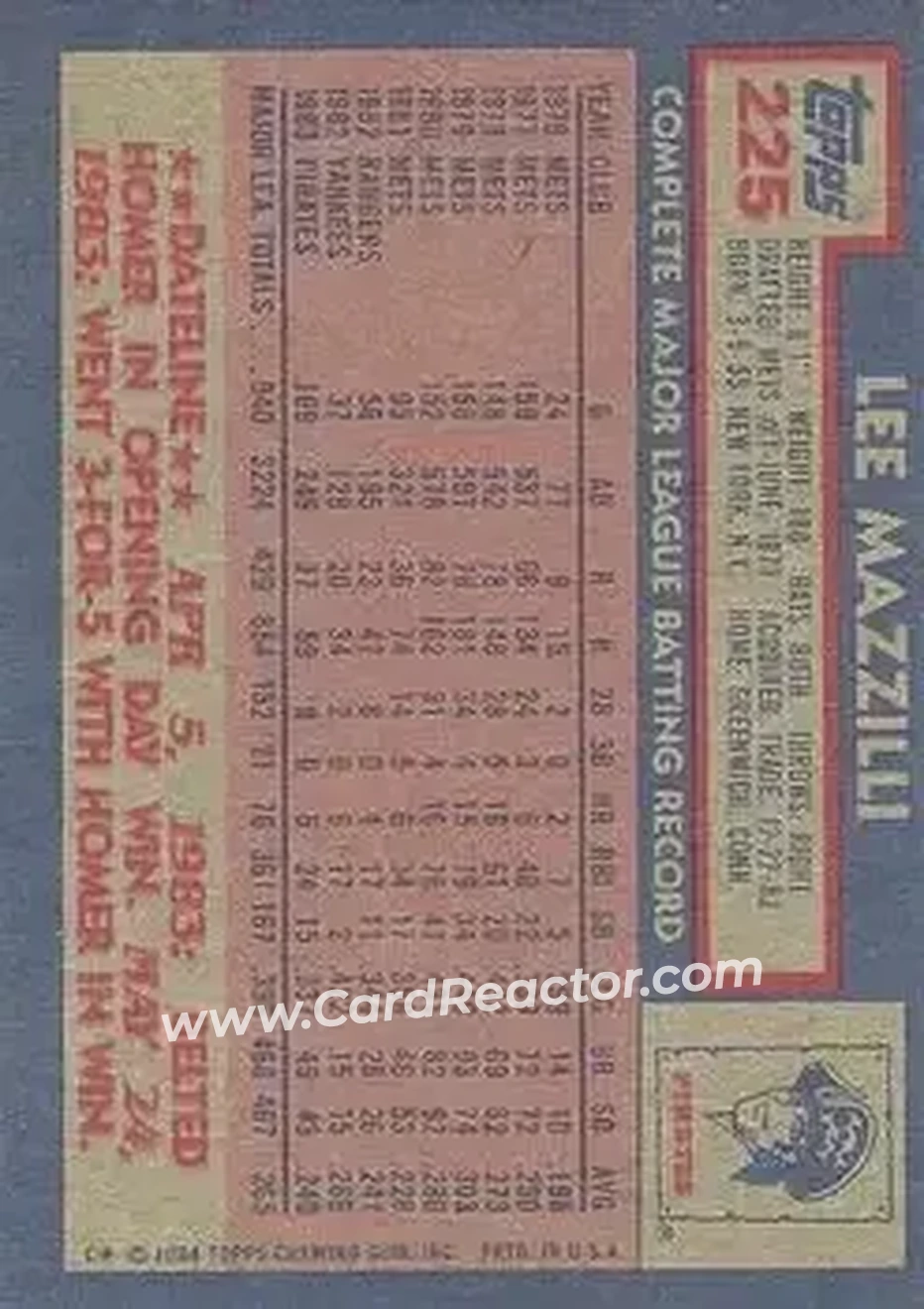 Back of Lee Mazzilli