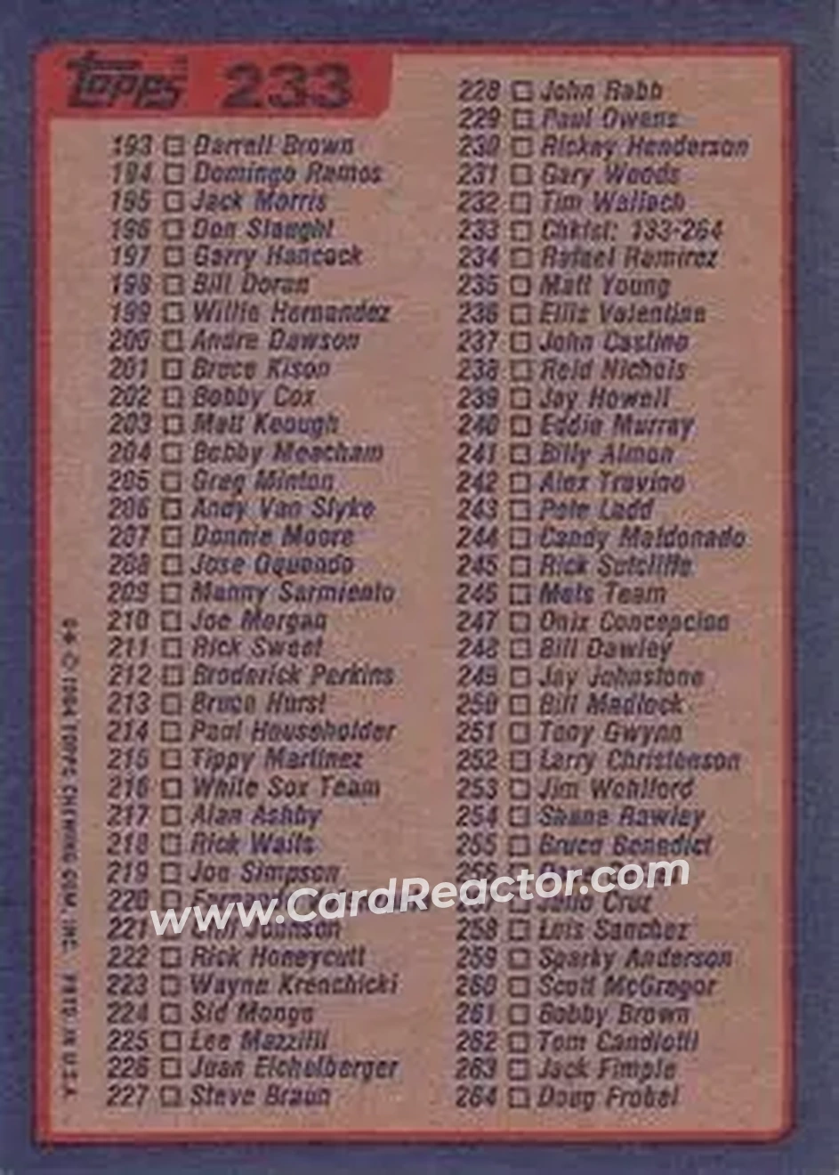 Back of Card #233