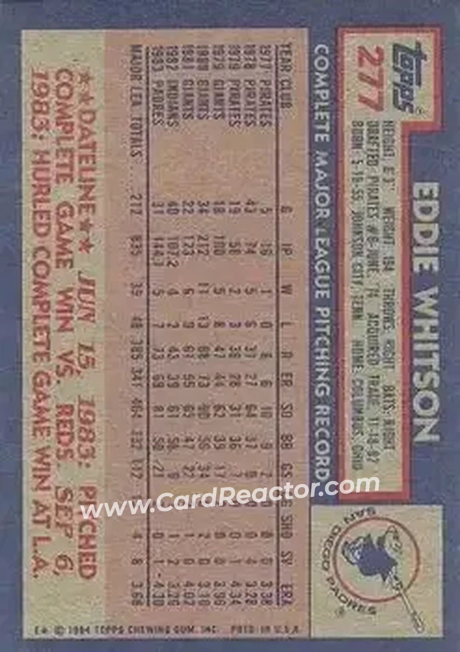 Back of Eddie Whitson