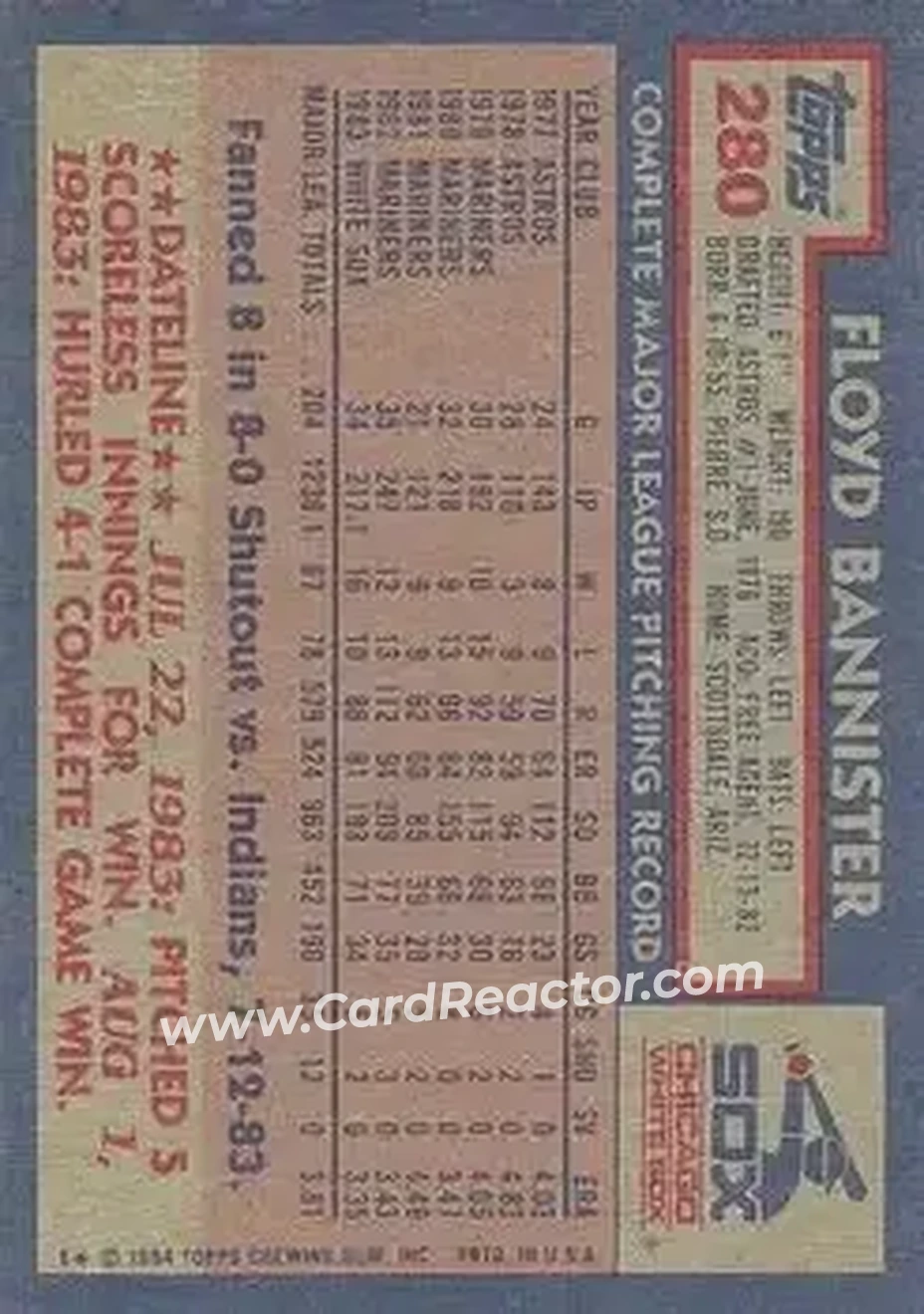 Back of Floyd Bannister