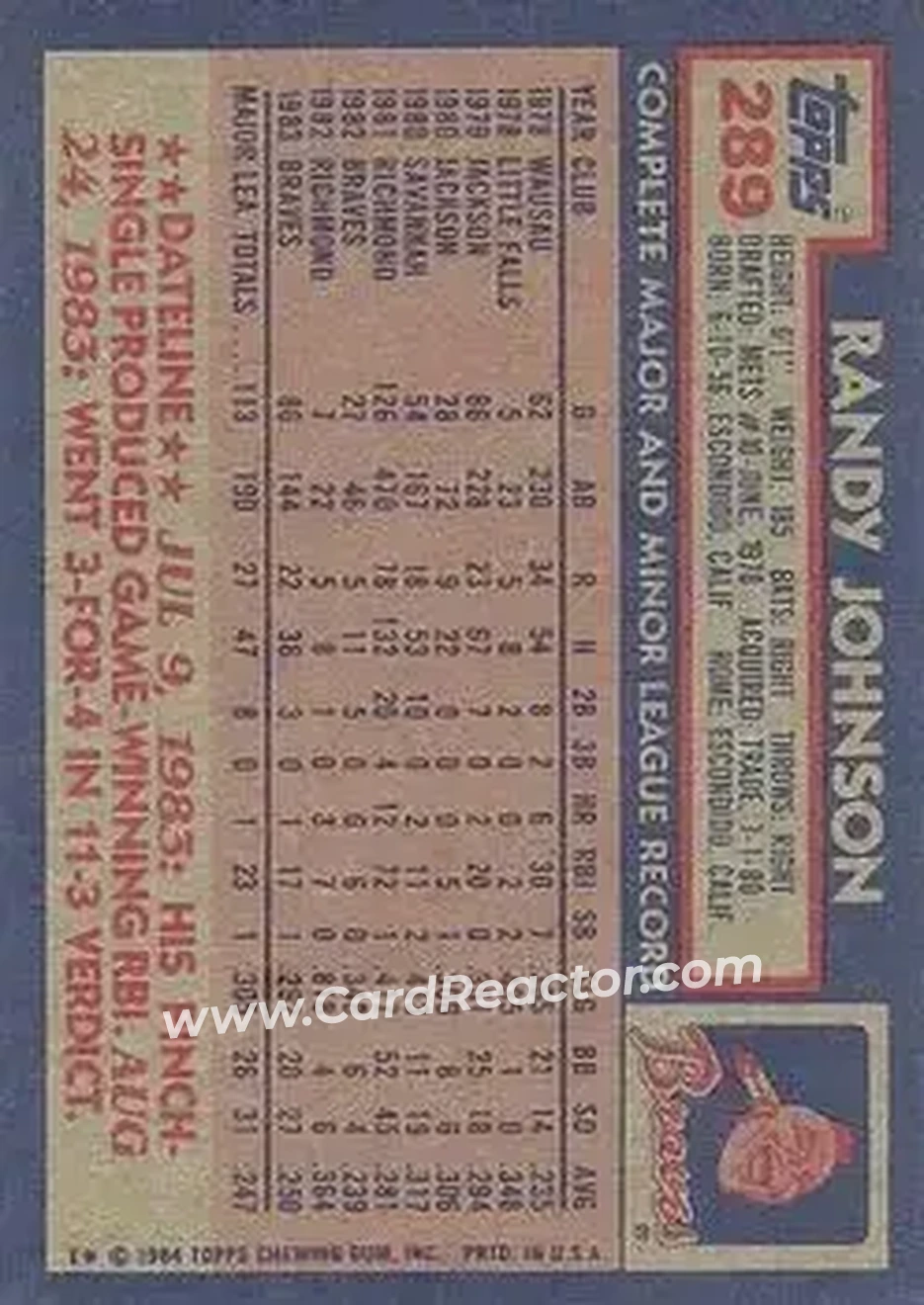 Back of Randy Johnson