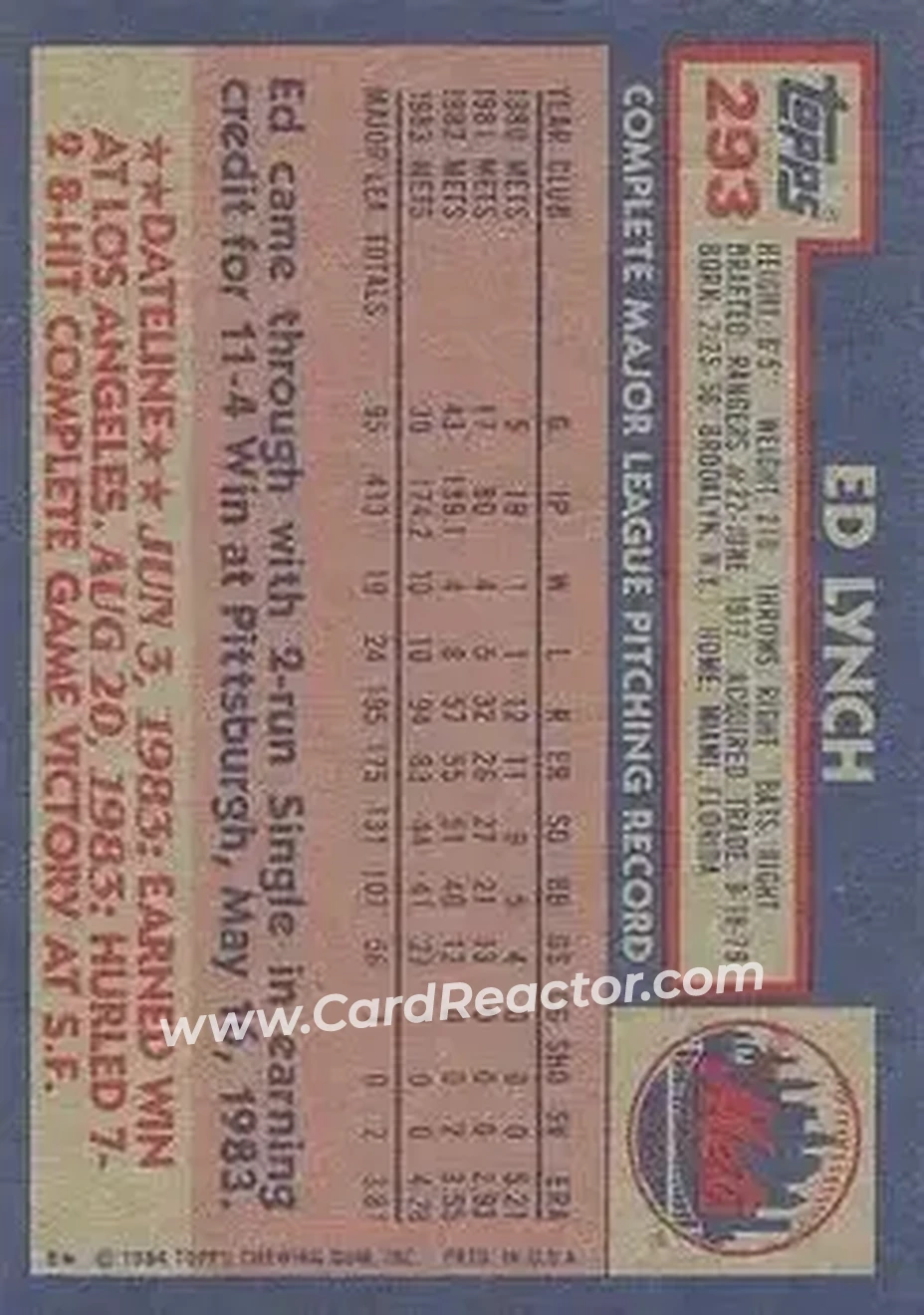 Back of Ed Lynch