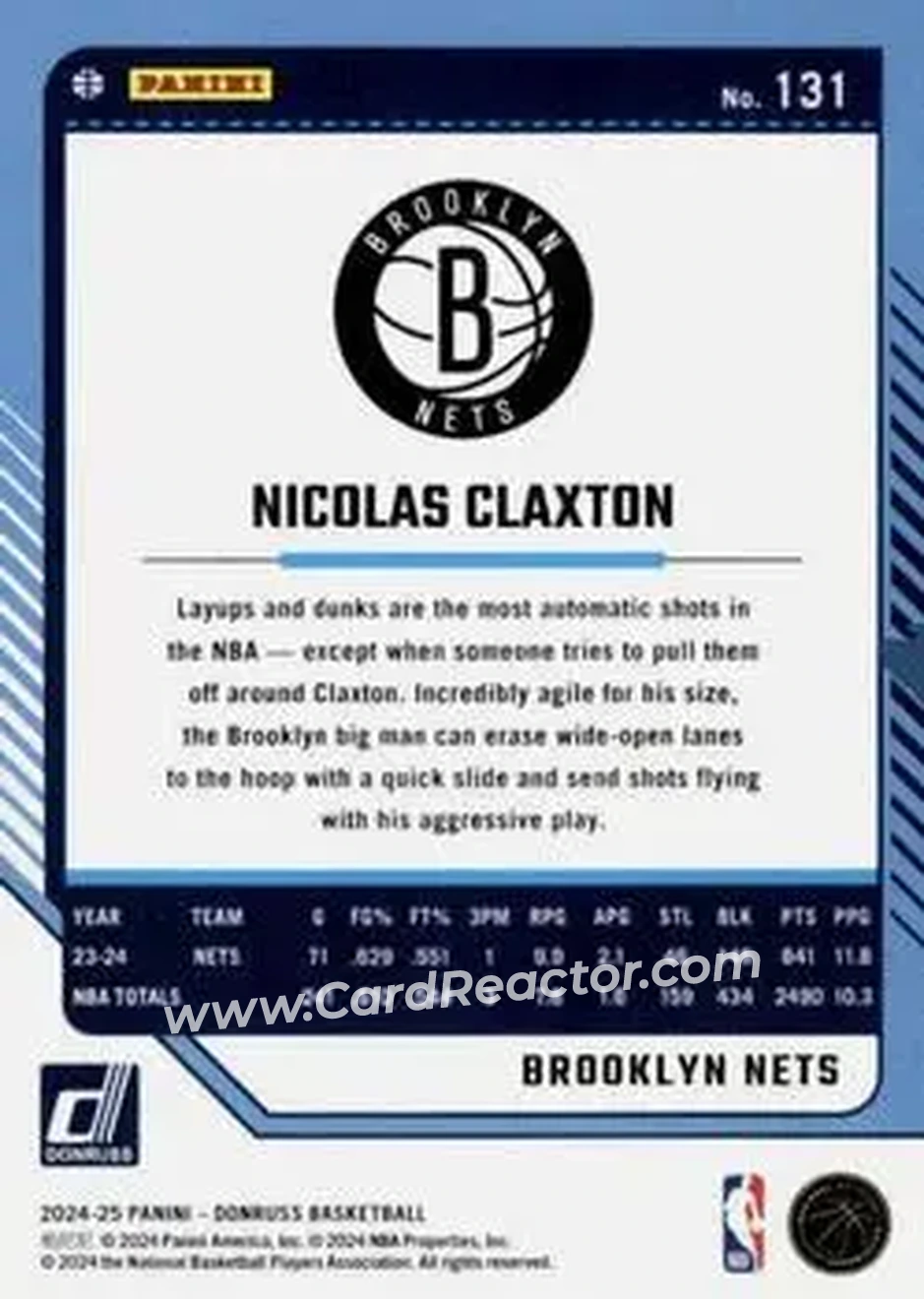 Back of Nic Claxton