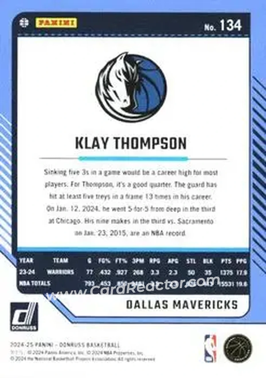 Back of Klay Thompson