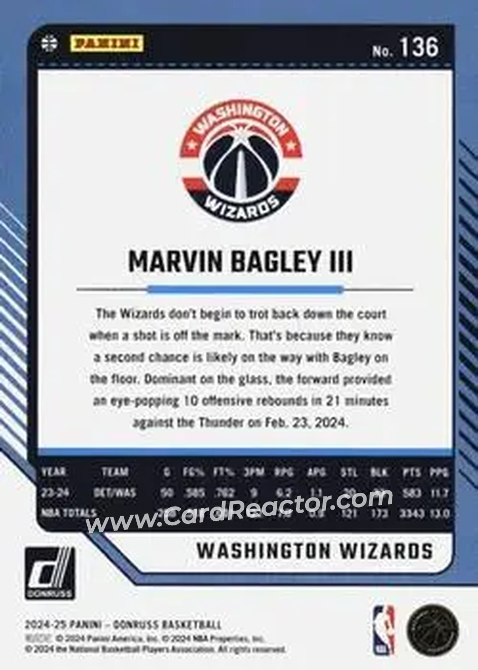 Back of Marvin Bagley III