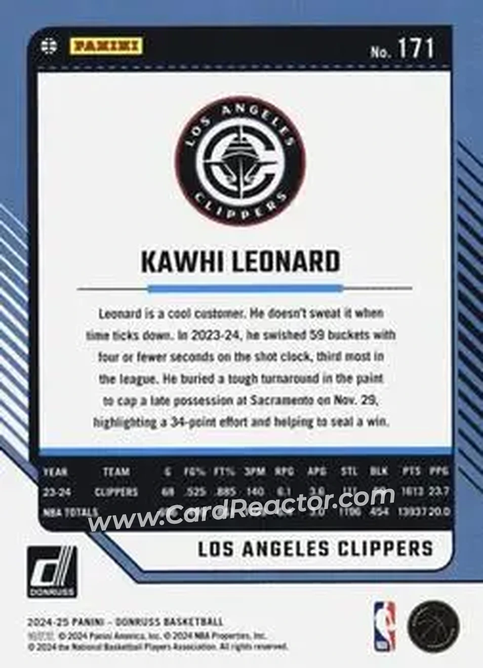 Back of Kawhi Leonard