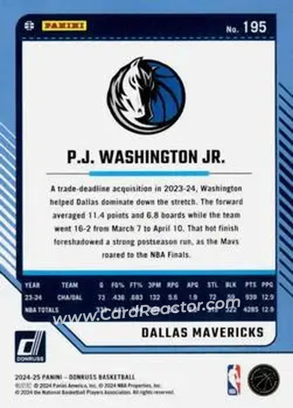 Back of P.J. Washington