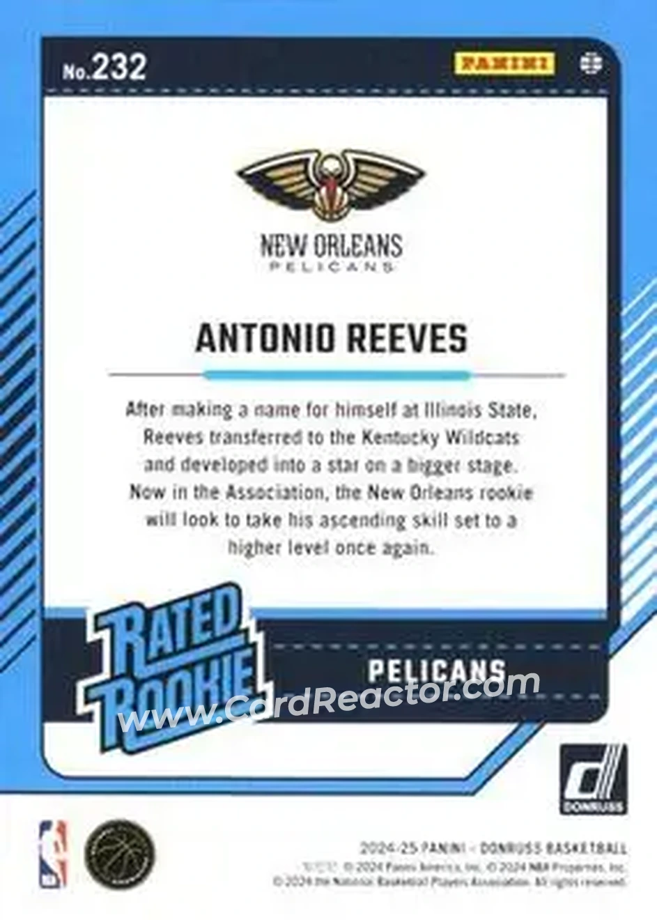 Back of Antonio Reeves