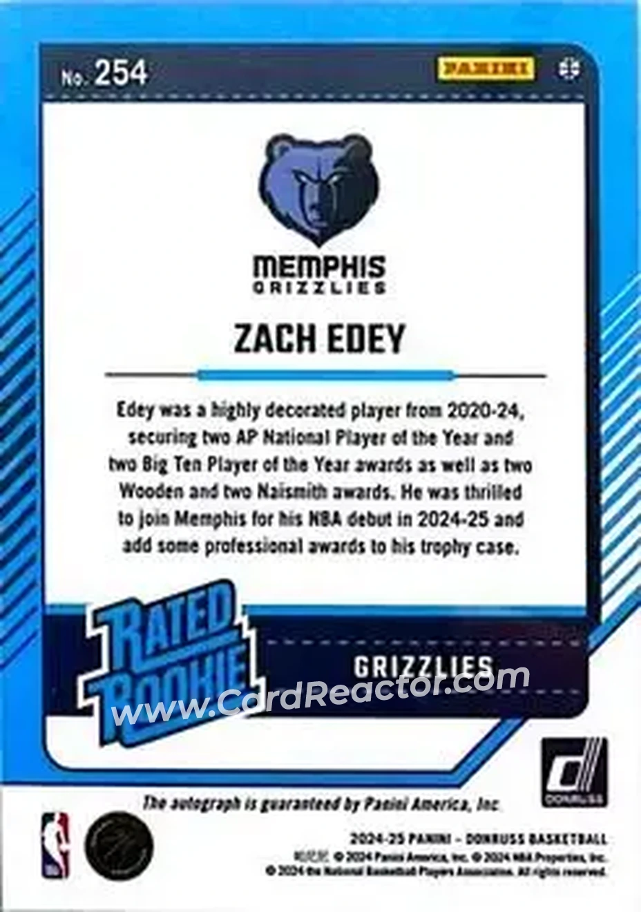 Back of Zach Edey
