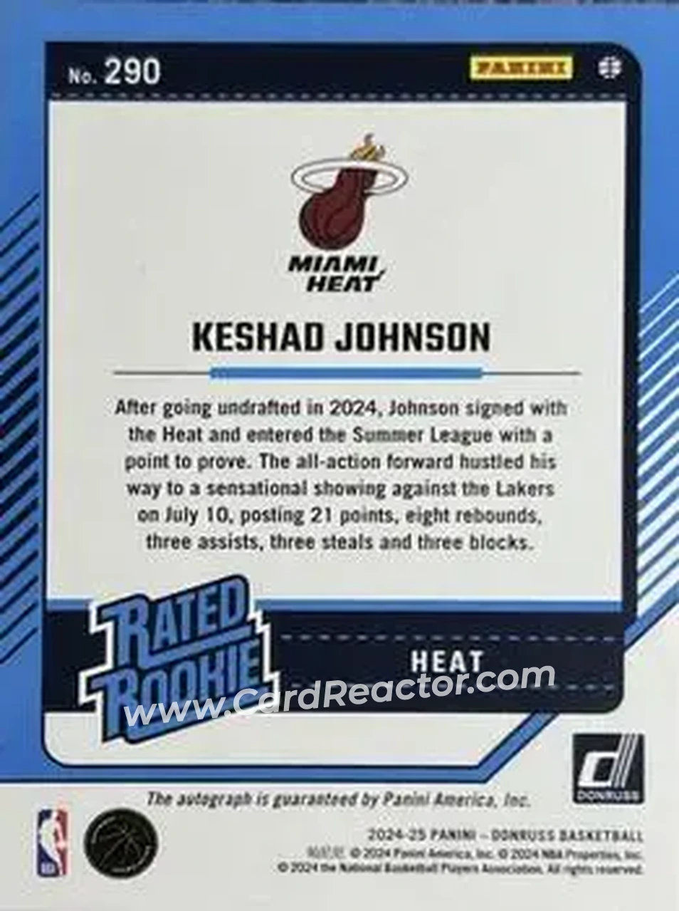 Back of Keshad Johnson