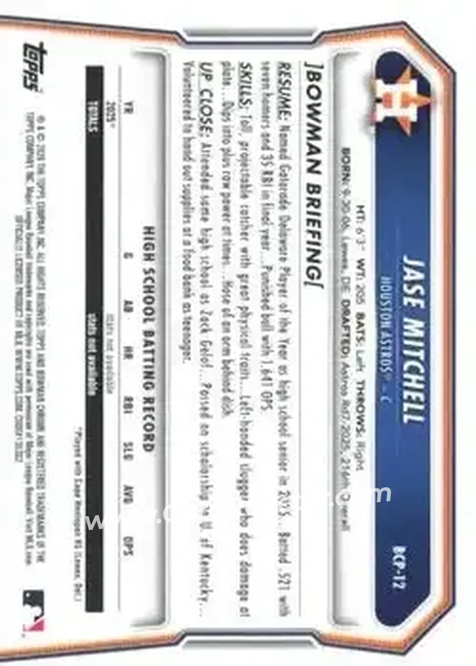 Back of Jase Mitchell