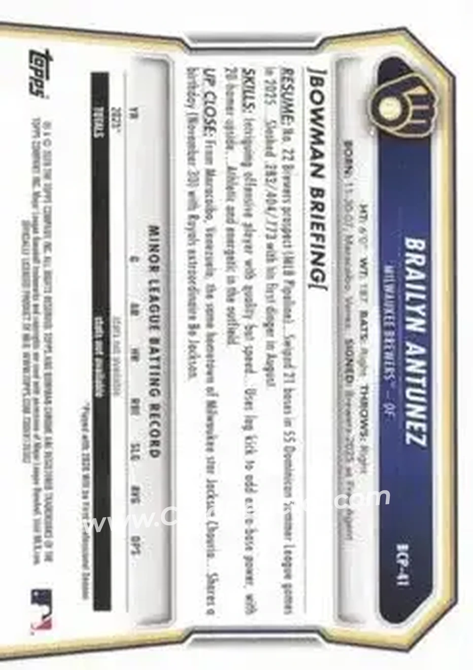 Back of Brailyn Antunez