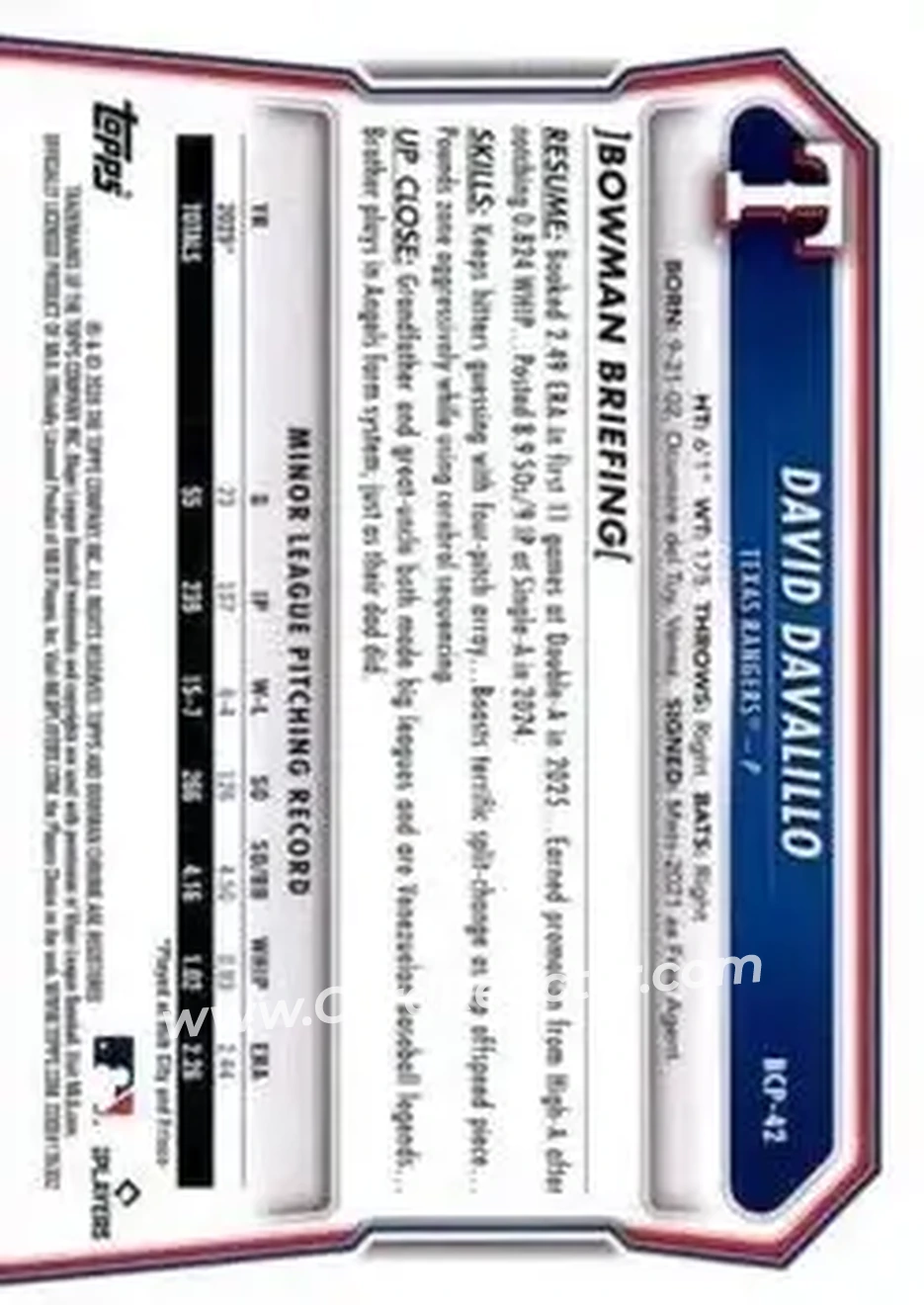Back of David Davalillo