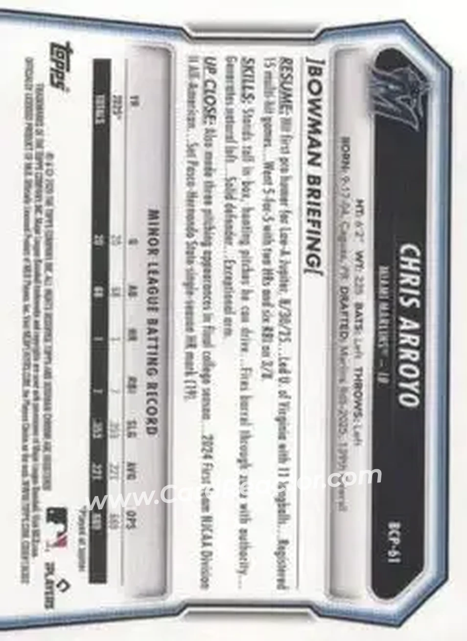 Back of Chris Arroyo