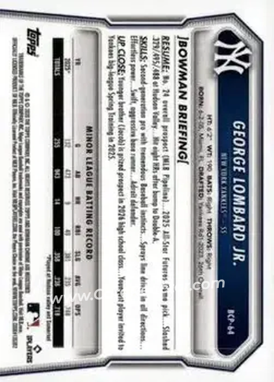 Back of George Lombard Jr.