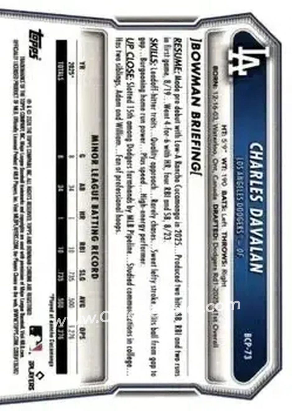 Back of Charles Davalan