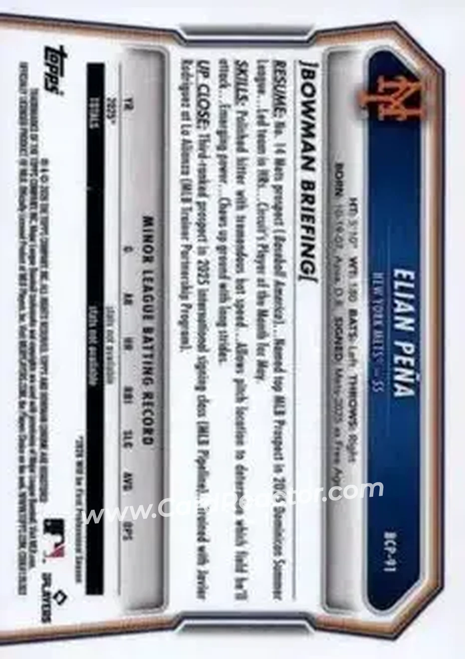 Back of Elian Peña