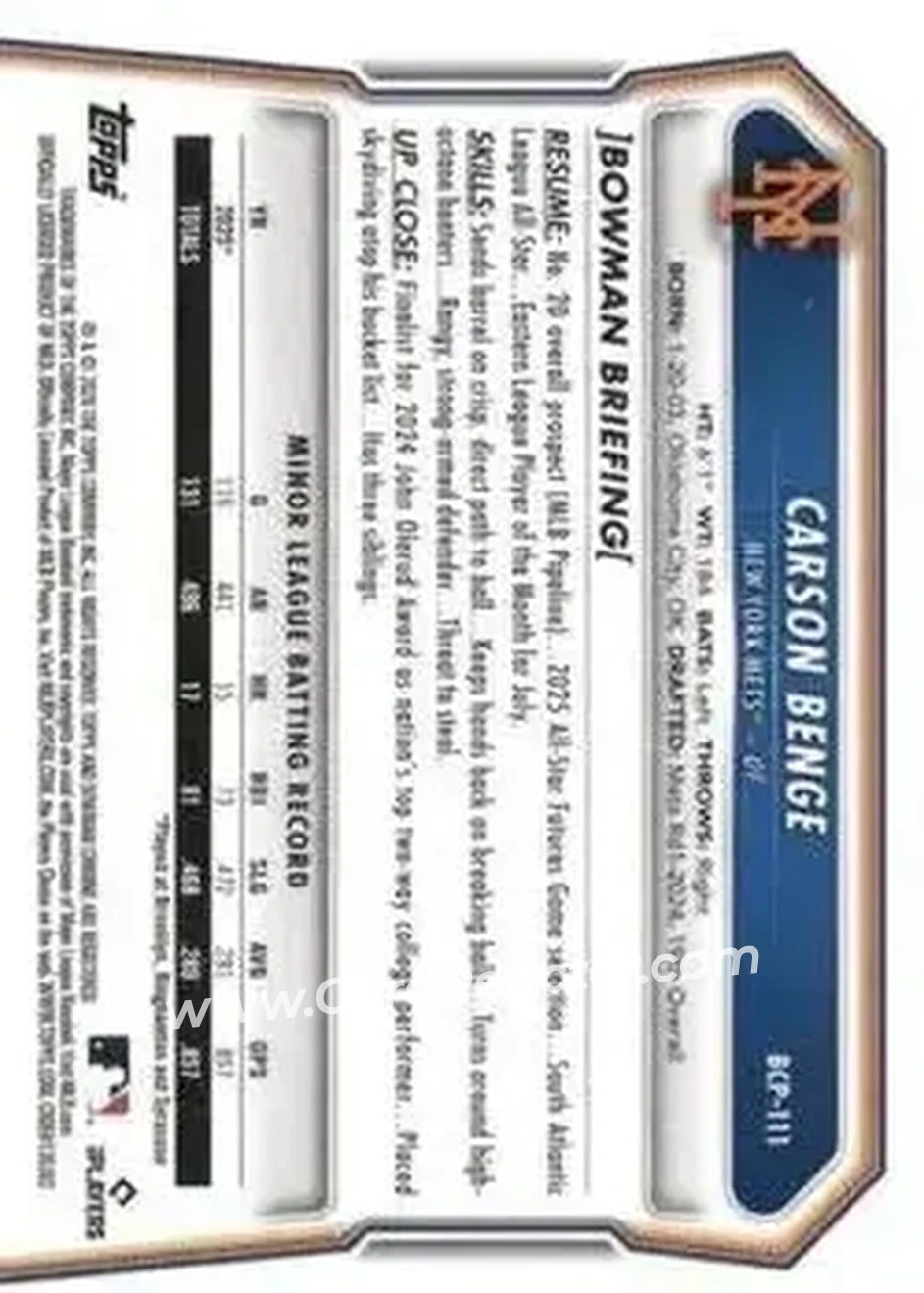 Back of Carson Benge